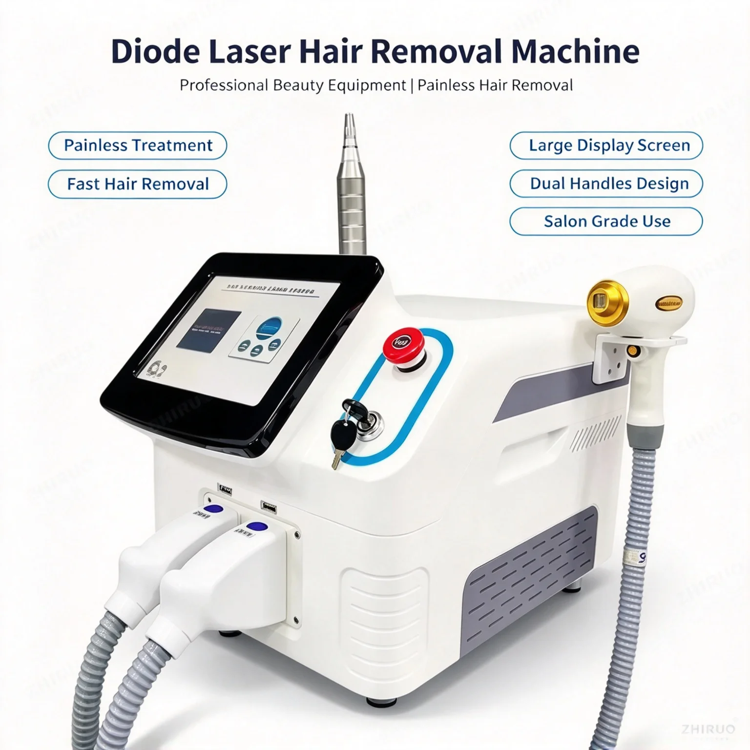 2 In 1 3 Wavelength755/808/1064nm Hair Removal 4000w Strong Power Ice Diode Hair Removal Machine