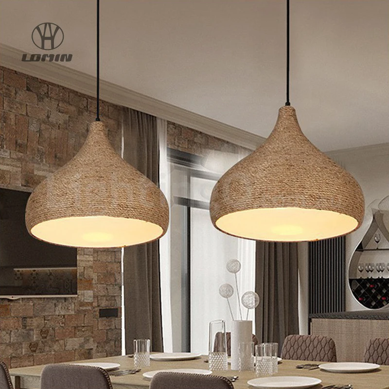 

Vintage Hemp Rope Pendant Light Fixtures Industrial Ceiling Lighting for Kitchen Dining Room Loft Hanging Lamp Home Decor