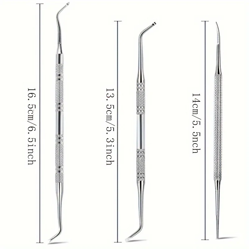 3 قطع من أدوات أظافر القدم الغارزة المصنوعة من الفولاذ المقاوم للصدأ، مجموعة أدوات تنظيف الأظافر الاحترافية الآمنة لعلاج الأظافر