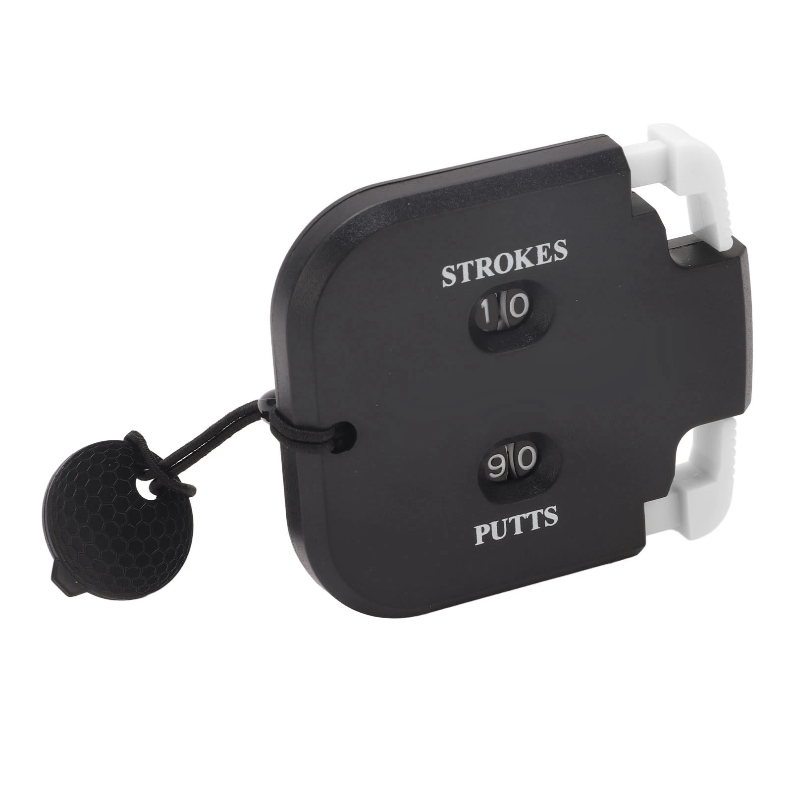 Golf Score Counter Plastic 2 Digits Stroke Putts Counting Clicker with Auxiliary Zeroing Function For 2 Players Black Body White