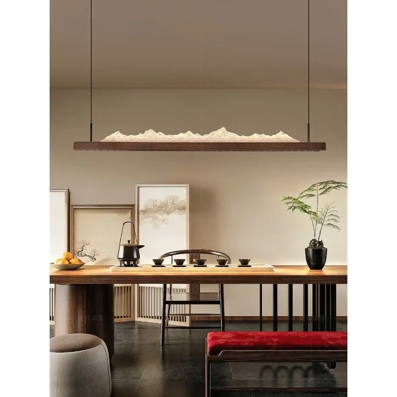 Advanced dining table dining room lamp, Song's aesthetic tea table long one-word chandelier