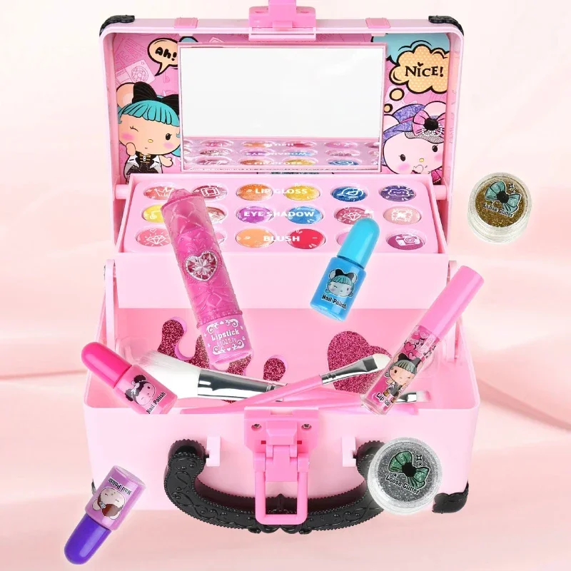 女の子のための安全な化粧玩具,アイシャドウ,無毒の美容セット,プリンセス化粧品,洗えるメイク,誕生日プレゼント,ファッショナブル