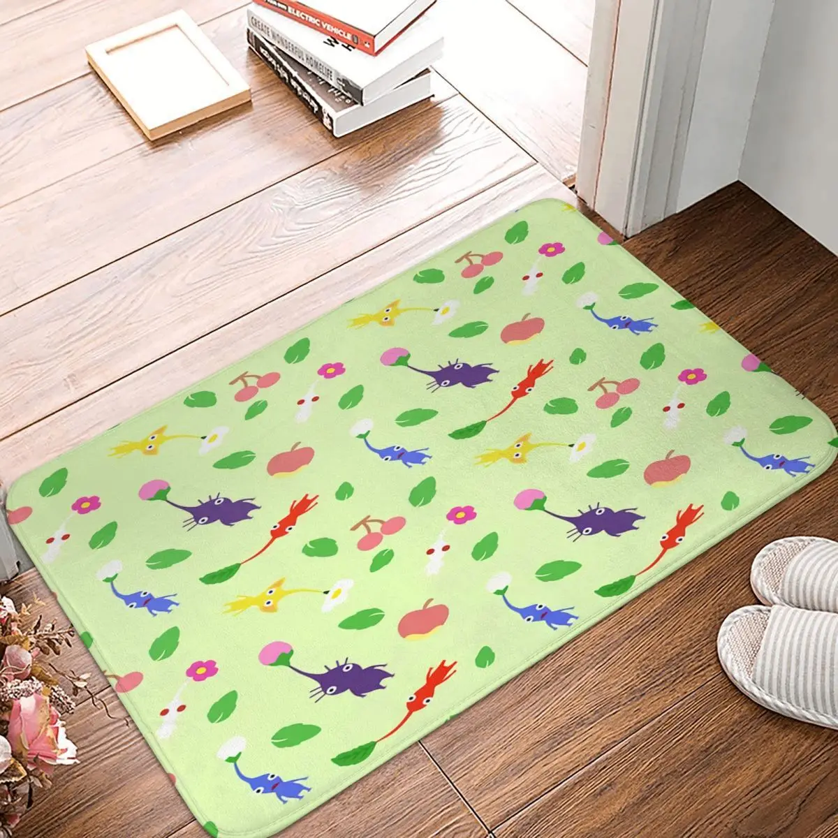 Cute Pikmin Pattern 40x60cm Carpet Polyester Floor Mats Retro Living Room Outdoor