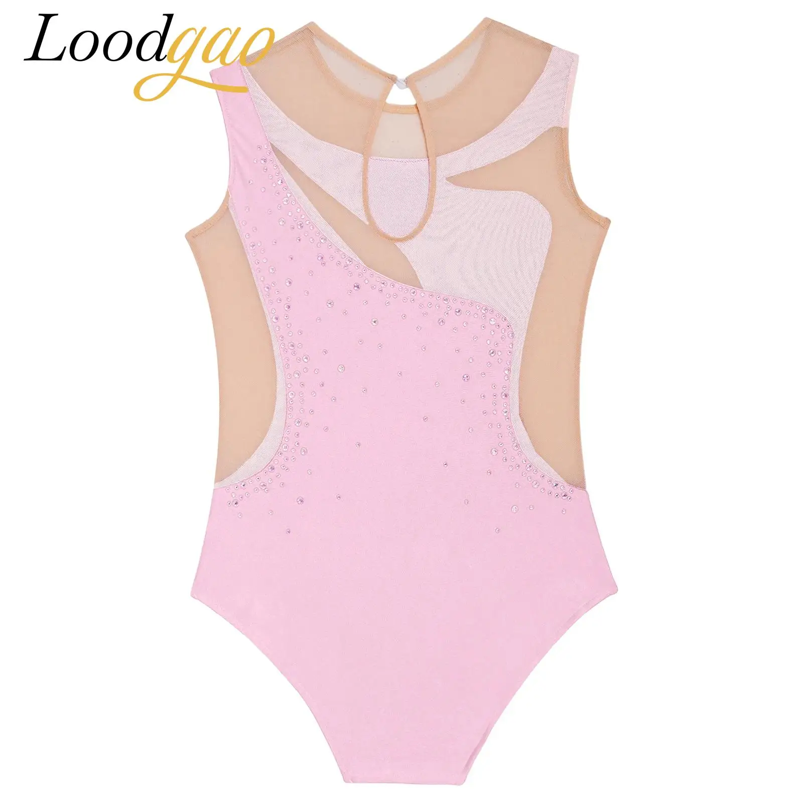 

Children Rhinestone Mesh Splice Ballet Gymnastics Leotard Girls Figure Skating Tights Ballet Bodysuit Rhythmic Gymnastics Outfit