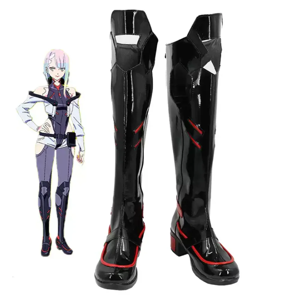 

Game lucy Cosplay Black PU Leather Shoes Girl Cyberpunk Boots Women Platform Boots Halloween Props Shoes