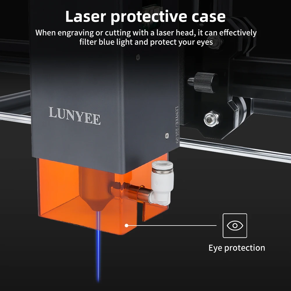 24V 20W Optical Power 4 Diode Laser Head With Air Assist 455nm TTL Blue Light Laser Module For DIY Laser Cutting Engraving Tools