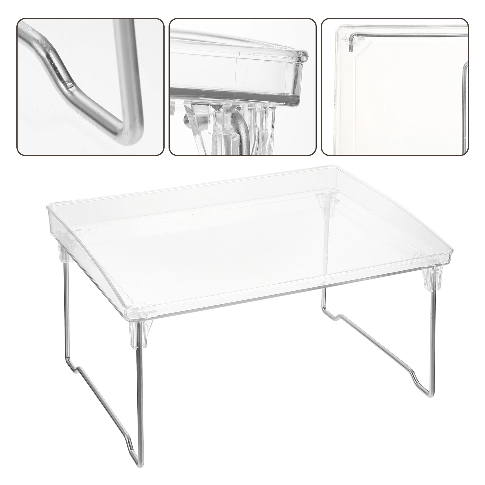 

Clear Foldable Storage Shelf Desktop Organizer Rack For Bathroom Kitchen Office Multi-Functional Iron Acrylic Makeup Toiletries