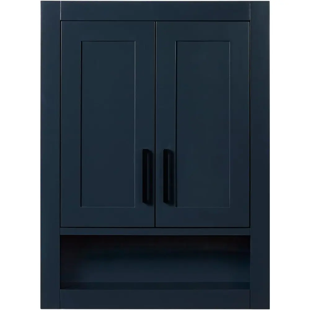 

31 High Night Blue Open Shelving Bathroom Wall Cabinet, 23.1 Wide, 8 Deep