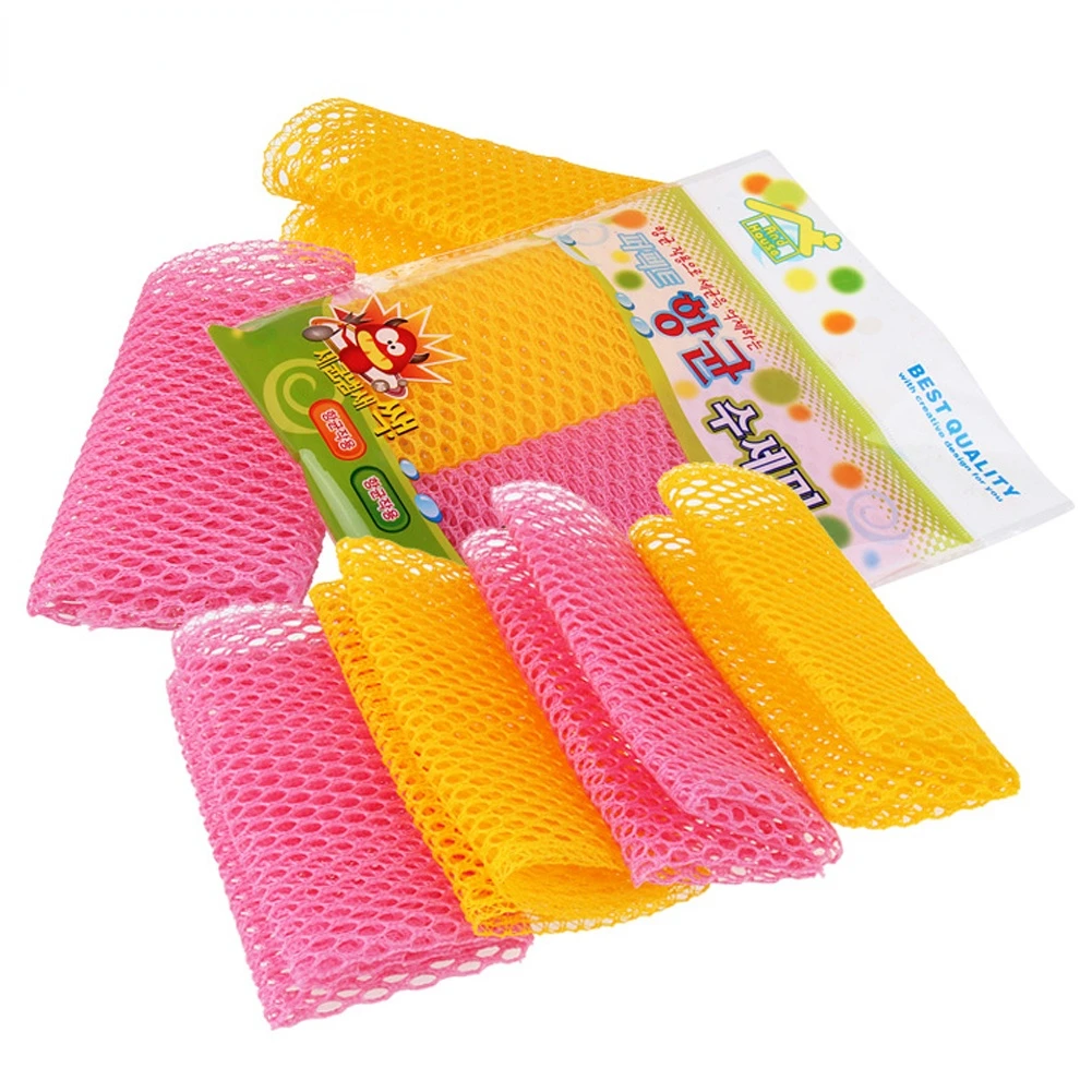 Washing Towel Cleaning Supplies Nonstick Oil Net Cloth Dish Polyester Strong Decontamination Absorbent Highly Efficient 2pcs