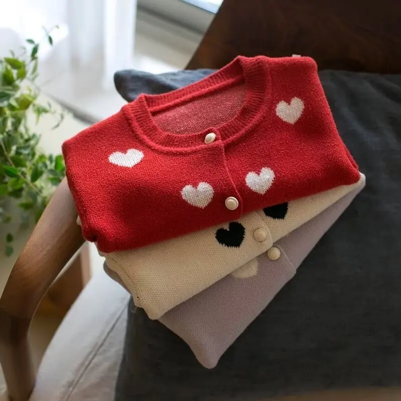 New Autumn Winter Baby Girls Knitted Sweaters  Kids Cotton Cardigan Coats