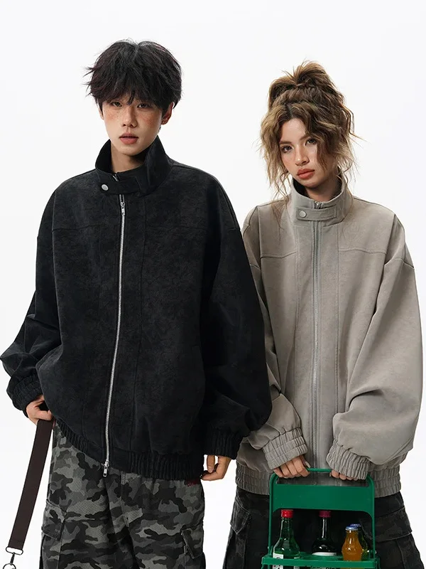 

Мужская свободная куртка в стиле ретро-байкер с воротником Хенли, водонепроницаемая, осенняя, хлопковая, повседневная, свободного кроя, на молнии, с длинными рукавами