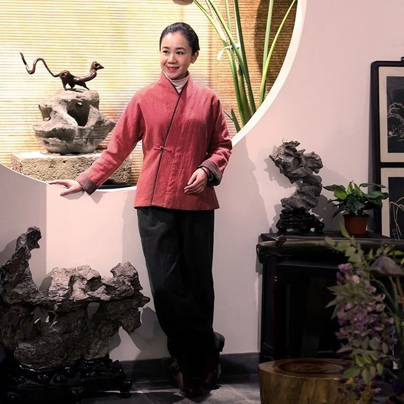 Stile Abbigliamento Donna Abbigliamento 2024 Cheongsam Top Camicia tradizionale Camicetta Cotone Hanfu Donna Cinese Top 11 MN1