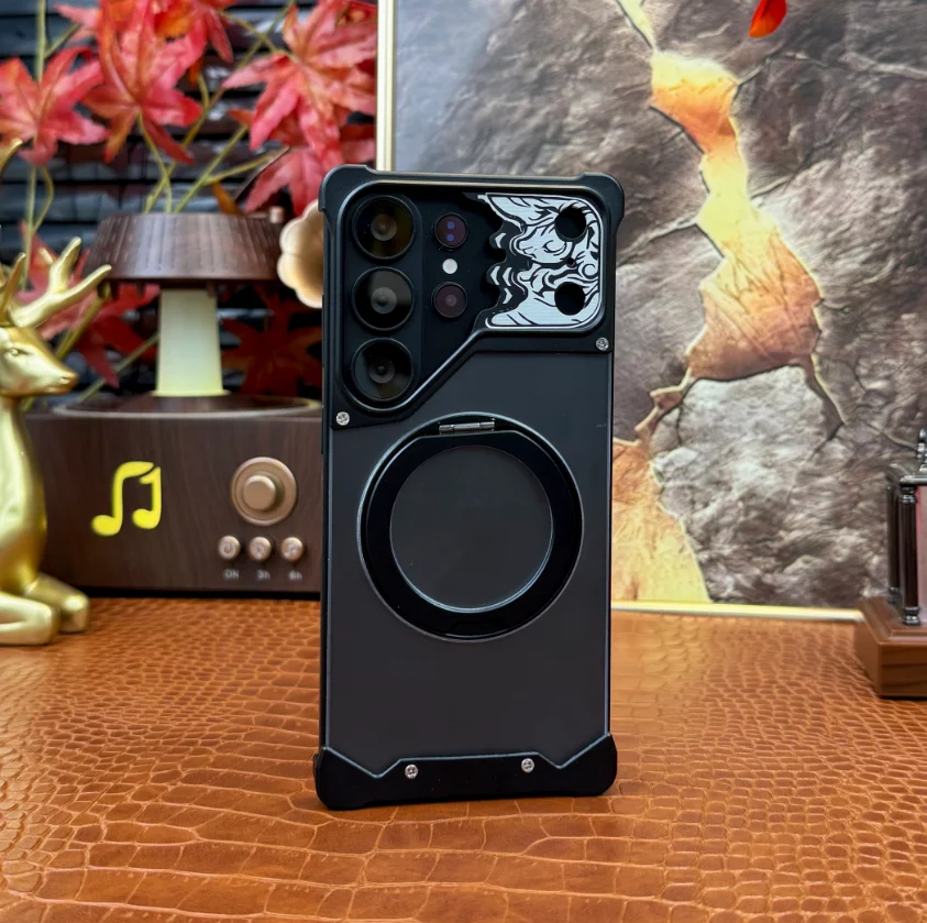 Phone case compatible with Samsung S24 Ultra/S25 Ultra/S26 Ultra, with a rotating stand, shockproof and scratch-resistant