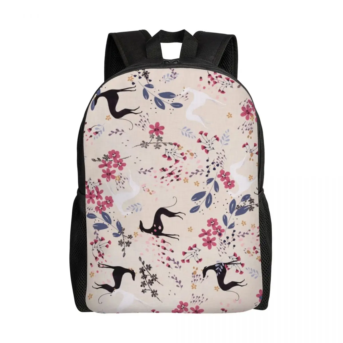 Greyhound Sighthound Flower Love Travel Backpack Men School Computer Bookbag Animal Whippet Dog College Student Daypack Bags