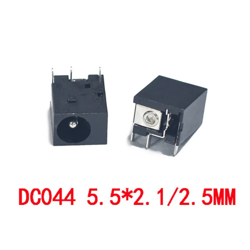 100PCS DC Power Socket DC-044 5.5 * 2.1 / 2.5mm DC044 DC Power Socket Female 3 Pin Horizontal