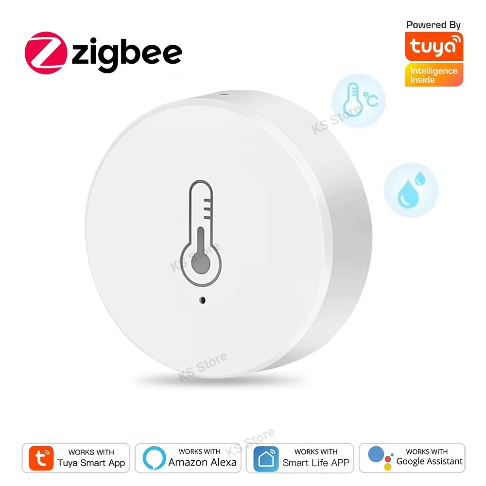 Датчик температуры и влажности Tuya Zigbee, управление через приложение, монитор внутреннего термометра, домашняя автоматизация, работа с Alexa Google Home