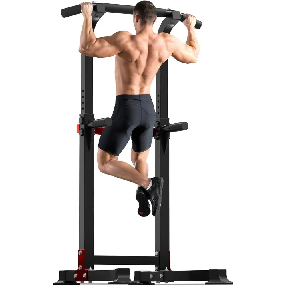 

Adjustable Height Outdoor Power Tower Pull Up Dip Station 1400LBS Steel Frame Home Strength Training Fitness Equipment