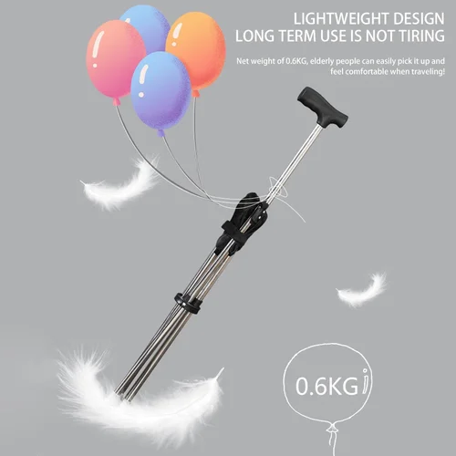 Imagen 2 del producto Taburete plegable para caminar al aire libre, ligero con asientos, bastón de acero resistente para ancianos, bastones de senderismo para discapacitados