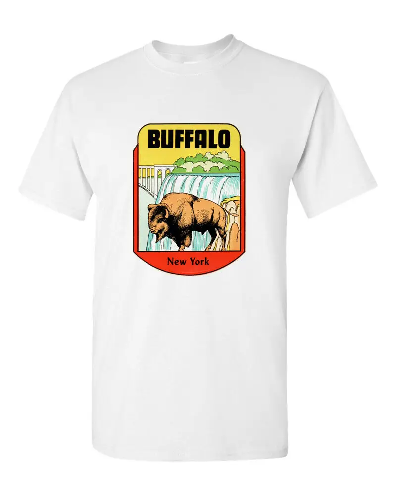 T Shirt Vtg Travel Art 100% Cotton Tourist State Retro Buffalo NY Niagara Falls Y2K tops Unisex Summer Short Sleeve