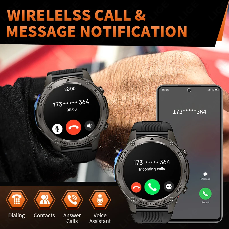 2026 New Ultra Military Grade GPS Smart Watch Men 5ATM Waterproof Compass Altimeter Barometric AMOLED HD Call Sports Smartwatch view 4