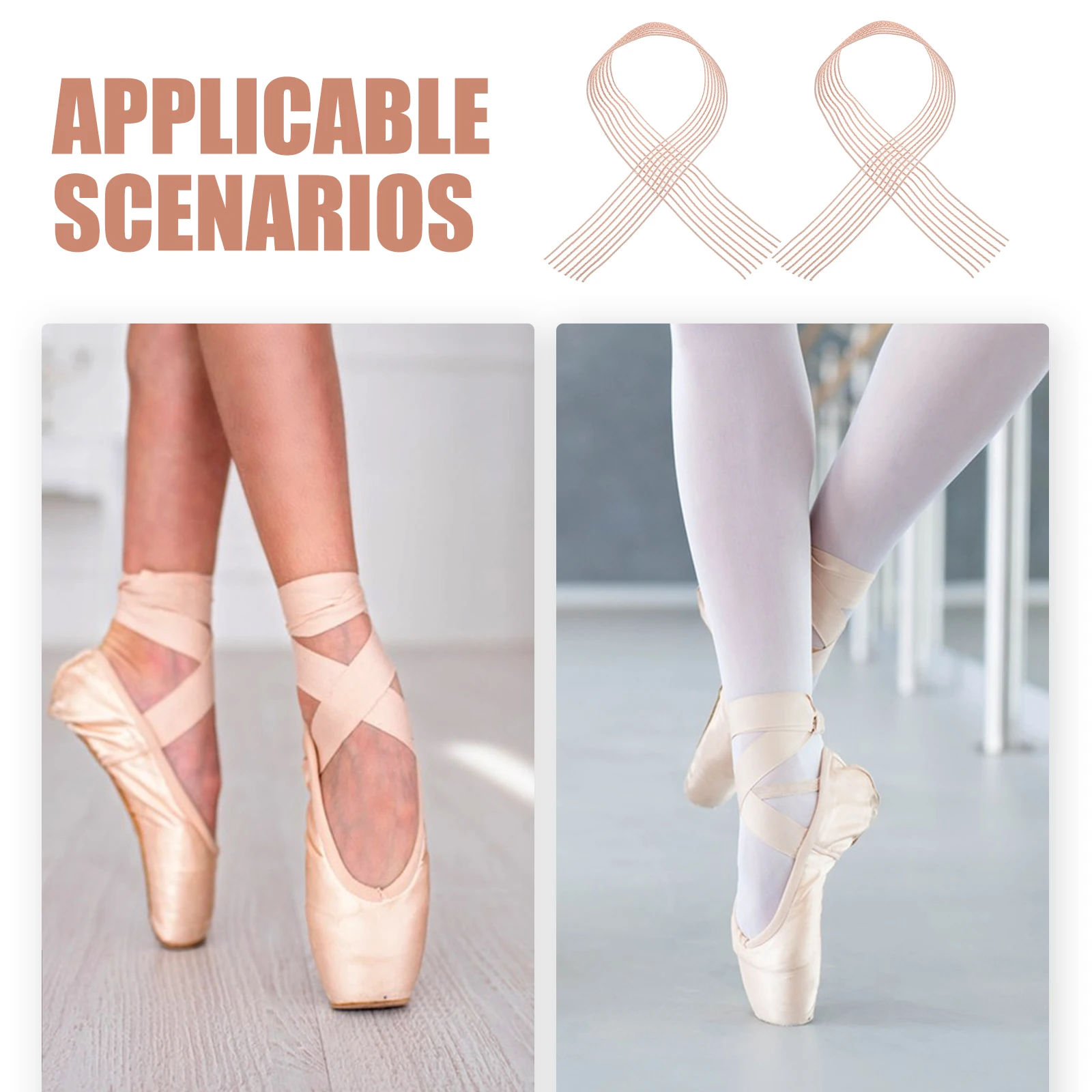 2 قطعة أحذية الباليه بوانت أربطة مرنة غير مرئية الشريط عززت تمتد الباليه إكسسوارات أحذية حذاء مسطح تمتد الشريط #4