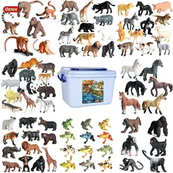 Oenux Simulation Zoo Animals Playset Wild Ocean Farm Dinosaur Model Action Figures With Box Miniature Scene Decoration Kids Toy