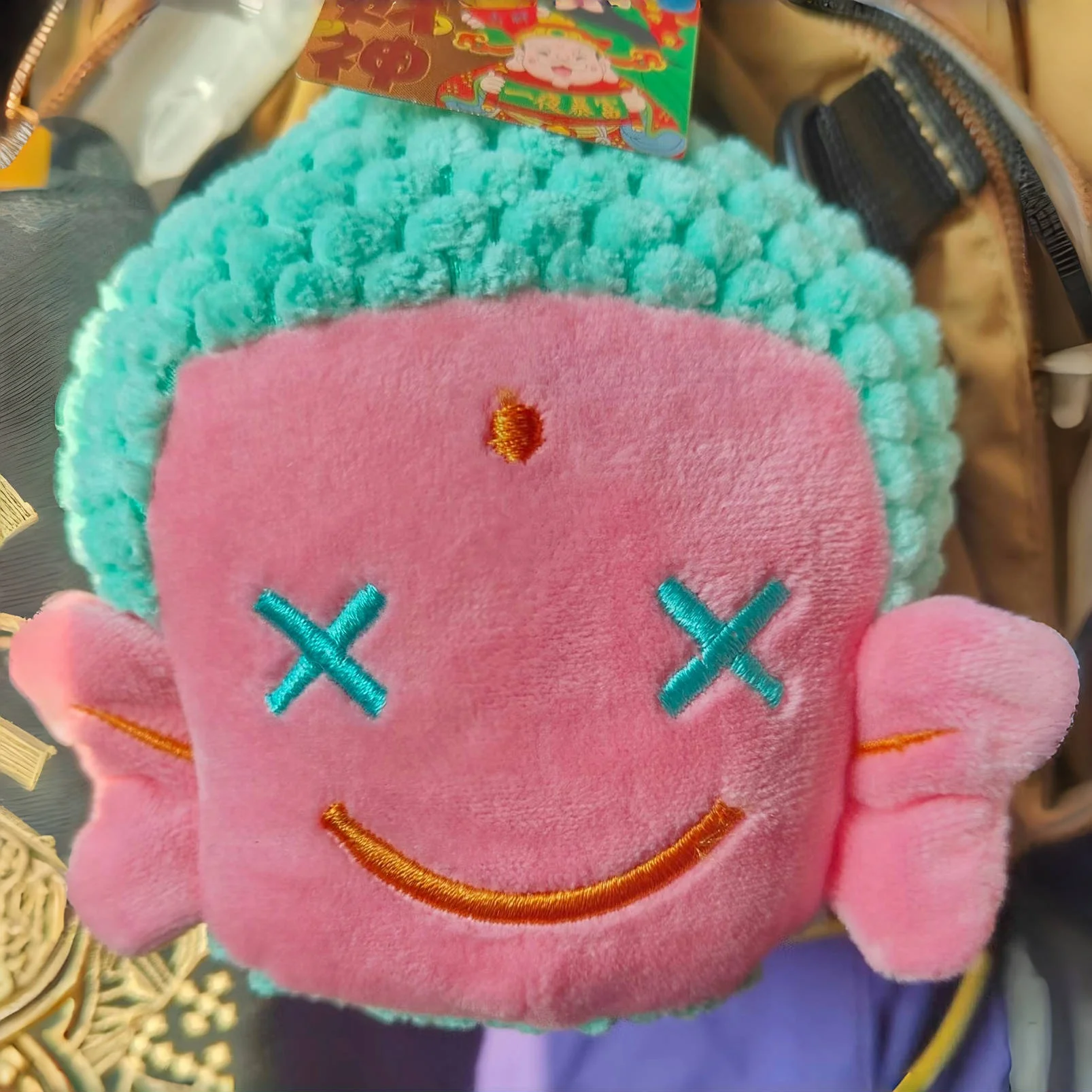 Op voorraad Fo U pluche Boeddha hoofd serie wensen je geluk pluche trendy speelgoed beeldjes decoratieve rugzakken charme sleutelhanger cadeau