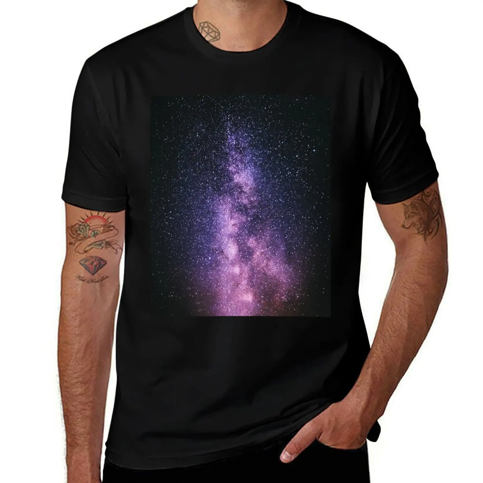 Milky way galaxy T-Shirt Plus Size Basic Short Sleeve Top T-Shirt