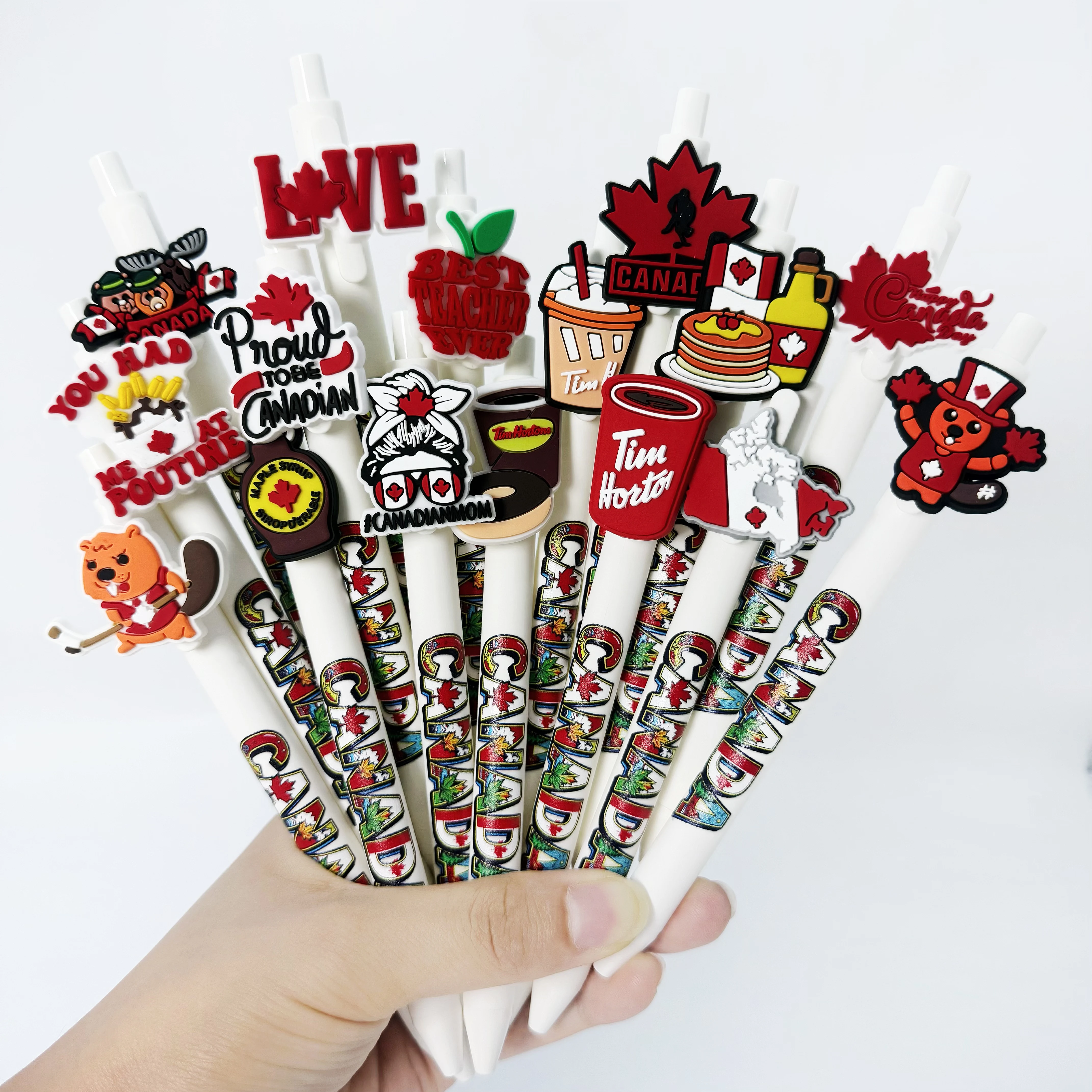 

18pcs/28pcs Canadian themed writing ballpoint pen, Canadian style styling special pen, quick drying retractable ballpoint pen