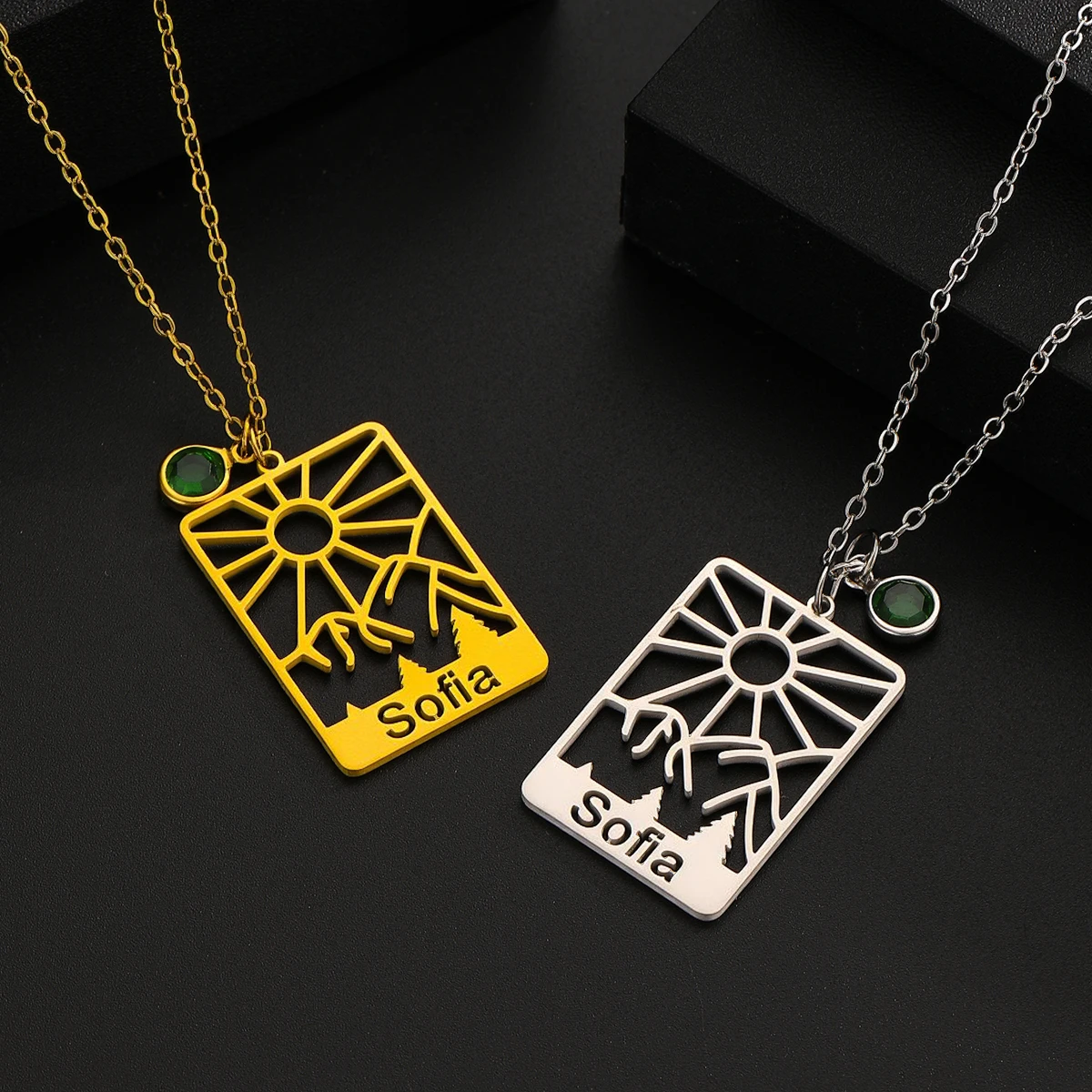 

Todorova персонализированное ожерелье с геометрическим кулоном и именем из нержавеющей стали, летняя мода, ювелирные изделия с волной от солнца и пляжа, женский и мужской подарок