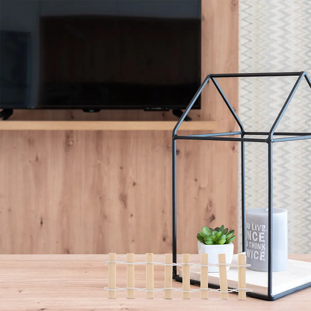 12 szt. Miniaturowe Drewniane Ogrodzenie Dekoracja Ogrodowa DIY Mini Akcesoria do Krajobrazu Mini Dekoracje do Domku Miniaturowe Ogrodzenie