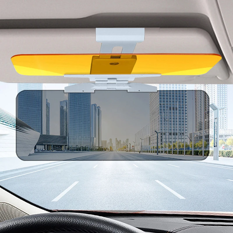 2 IN 1 Car Sun Visor HD Anti Sunlight Dazzling Goggle Day Night Vision Driving Mirror UV Fold Flip Down View Interior Mirrors