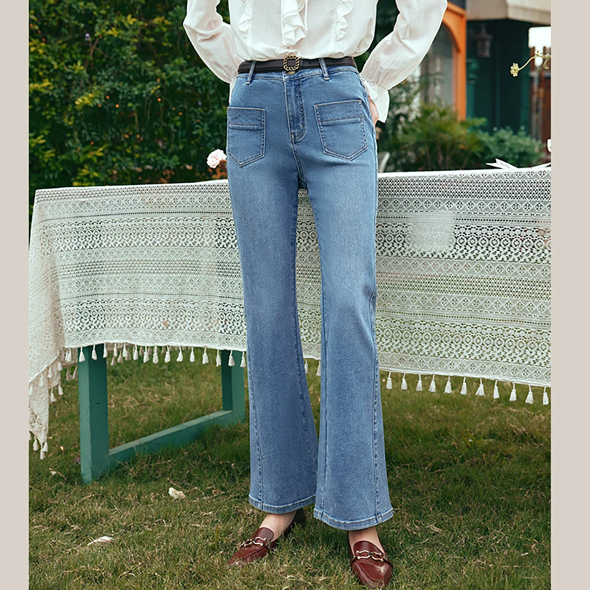 OLrain Bootcut Jeans Jeans Women's Spring 2026 New Simple Versatile Commuter Trousers Solid High-waisted Flared Jean O24CA89933