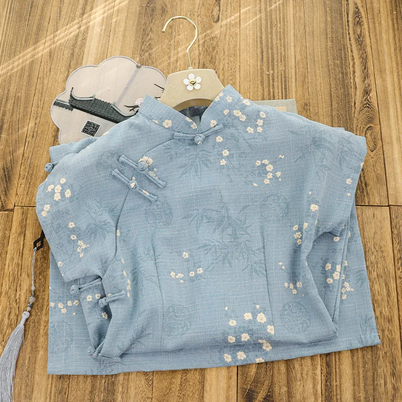 New Chinese Style Cheongsam Dresses Female Summer 2025 New Pattern Waist Temperament Short Sleeve Stand Collar Women's Clothing