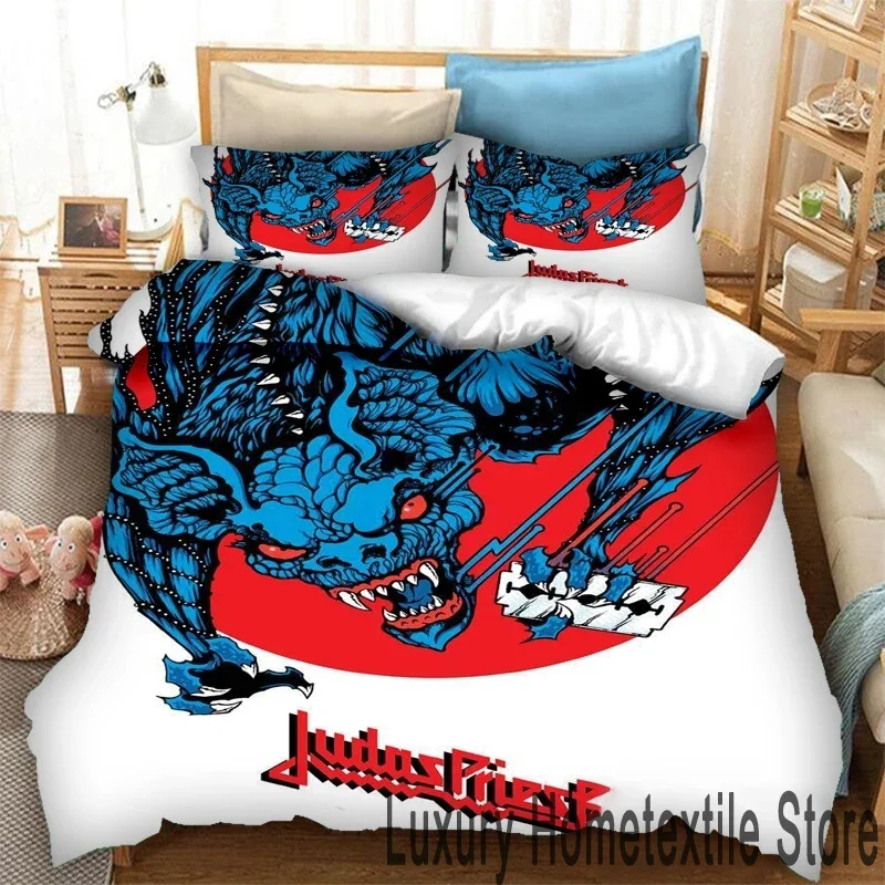 Exquisite 3D Print Judas Priest Rock Band Bedding Set,Duvet Cover Bed Set Quilt Cover Pillowcase,King Queen Twin Size Boys Girls