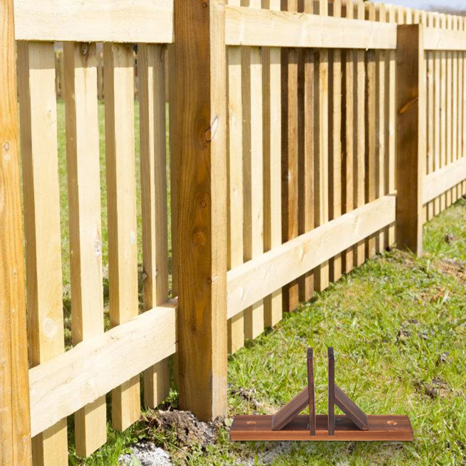 Wooden Fence Base Bracket Brown Small Triangle Shelf Brackets Outdoor Garden Yard Fence Support Feet Holder Garden Fencing