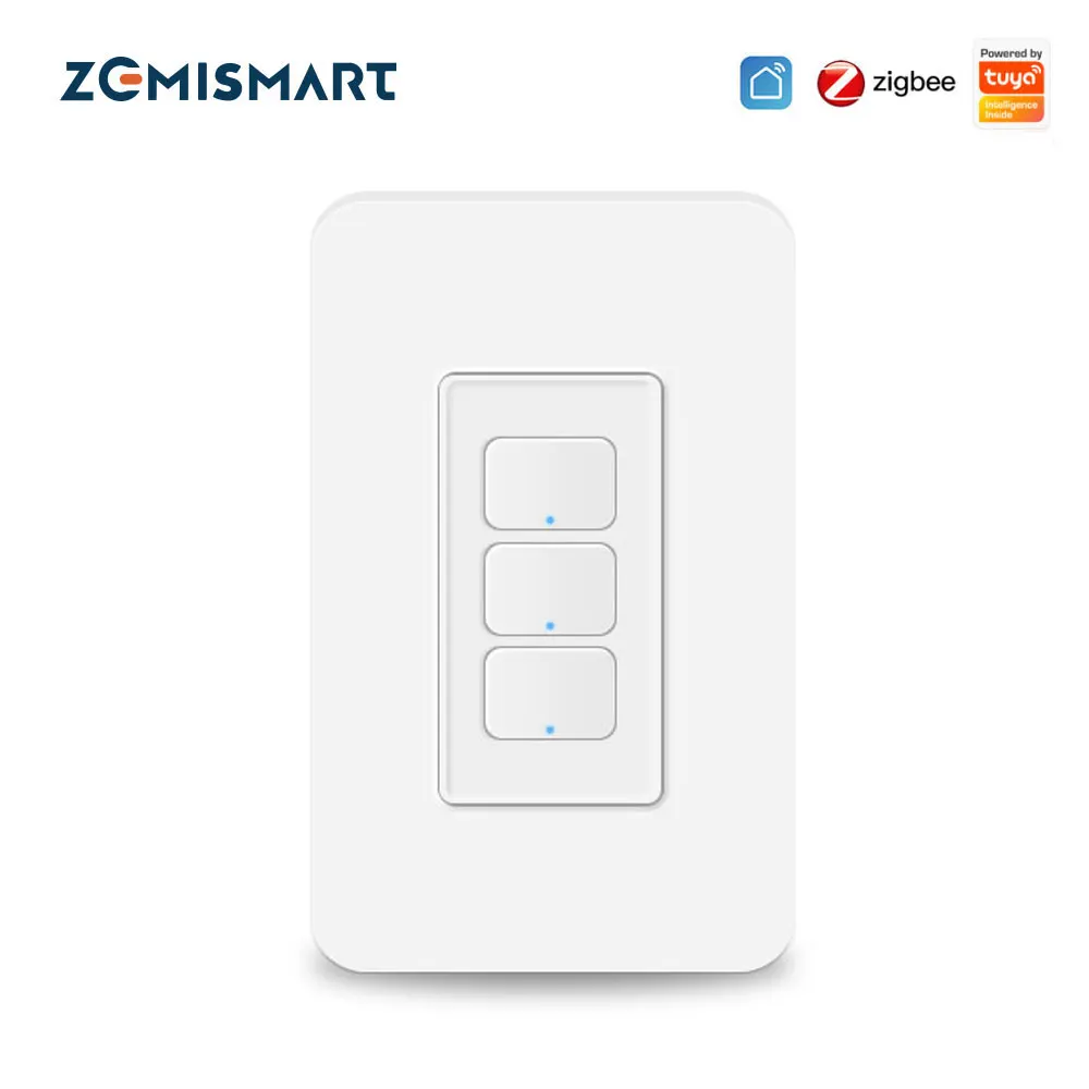 

Zemismart Tuya Zigbee Wall Light Switch Neutral Required Smart Push Button 1 2 3 Gangs Interrupter Smart Life Alexa Google Home