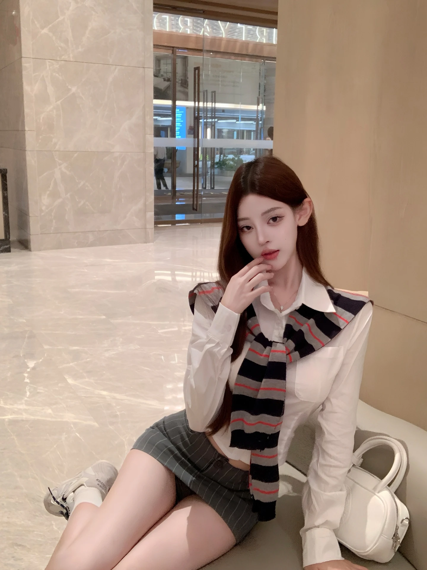 

Luna 922 New Pure Desire White irt Women's Casual Sle Waist-Cinching Long Sve Breathable Thin Fabric Flip-Collar irt