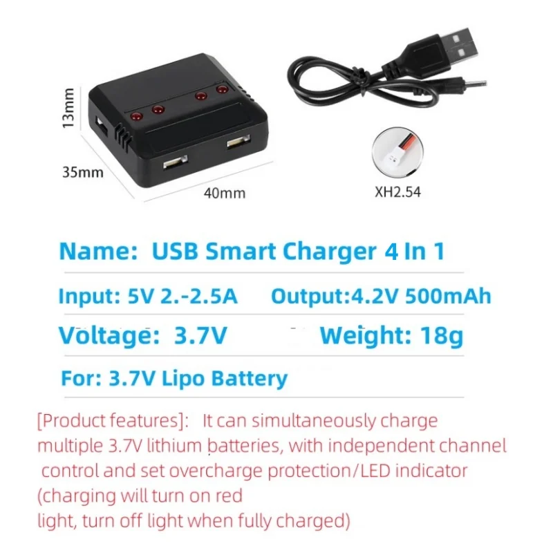 3.7 فولت USB شاحن ميزان 4 في 1 كابل شحن ل Syma X5 X5C X5HW X5HC X5UW X5SW X5SC Hubsan X4 H107C JJRC H36 Eachine E010
