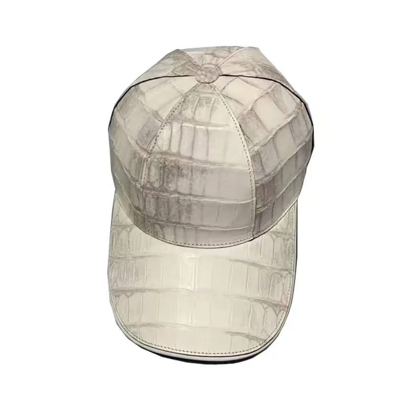 2025 new arrival white crocodile skin baseball cap Genuine leather sun hat PDD008