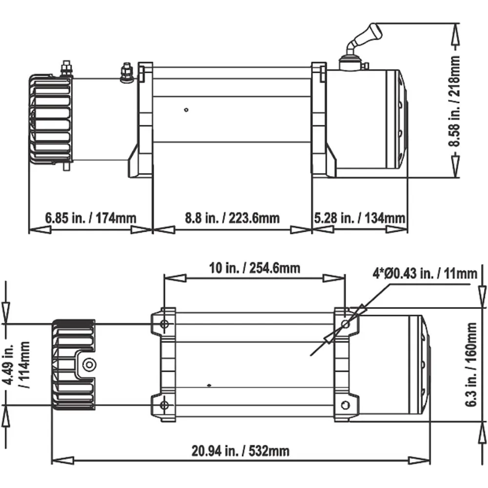 GRIPWAY 13500lb Waterproof Electric Red Synthetic Rope Winch with Hawse Fairlead, Infrared Remote Control