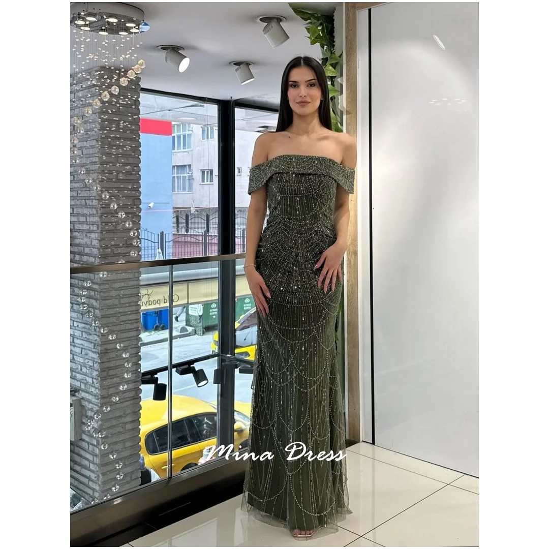

Mina Customized Black Formal Occasion Dresses for Special Occasions Beads Evening Dress Luxury Elegant One Shoulder Backless