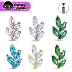 G23 Titanium Gem CZ Ear Conch Lab Piercing Internal Thread Lip Inlaid Cubic Zirconia Flat Tragus Stud Labret Women Body Jewelry