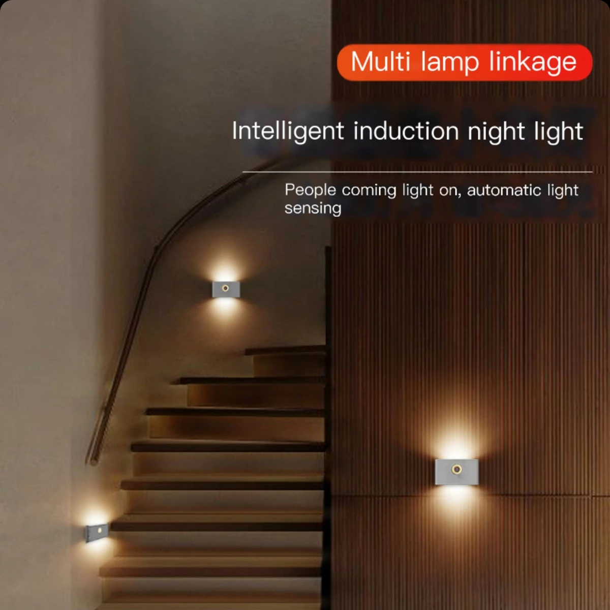 Wireless Linkage Induction Night Light USB Rechargeable Motion Sensor LED Wall Lamp For Kitchen Stair Corridor Bedroom Bathroom