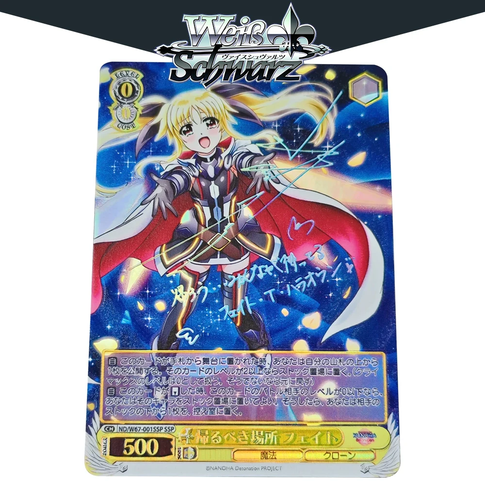 

BLBU ACG Anime Weiss Schwarz Card Magical Girl Lyrical Nanoha Fate Testarossa Harlaown Flash Textured Signed Card Gifts