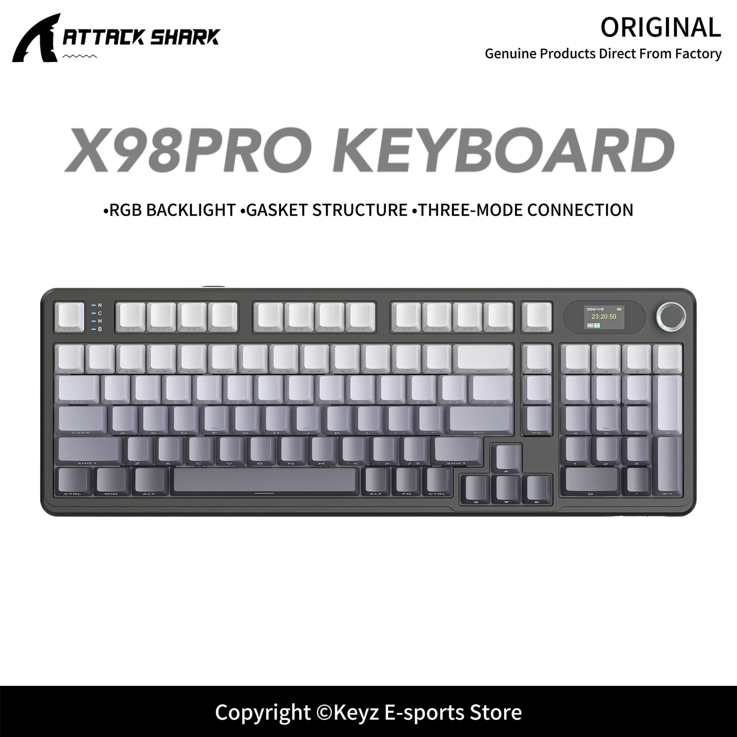 ATTACK SHARK X98/X98Pro Gasket Mechanical Keyboards Full Key Hot Swap RGB Backlight Three-Mode Wireless for E-Sports