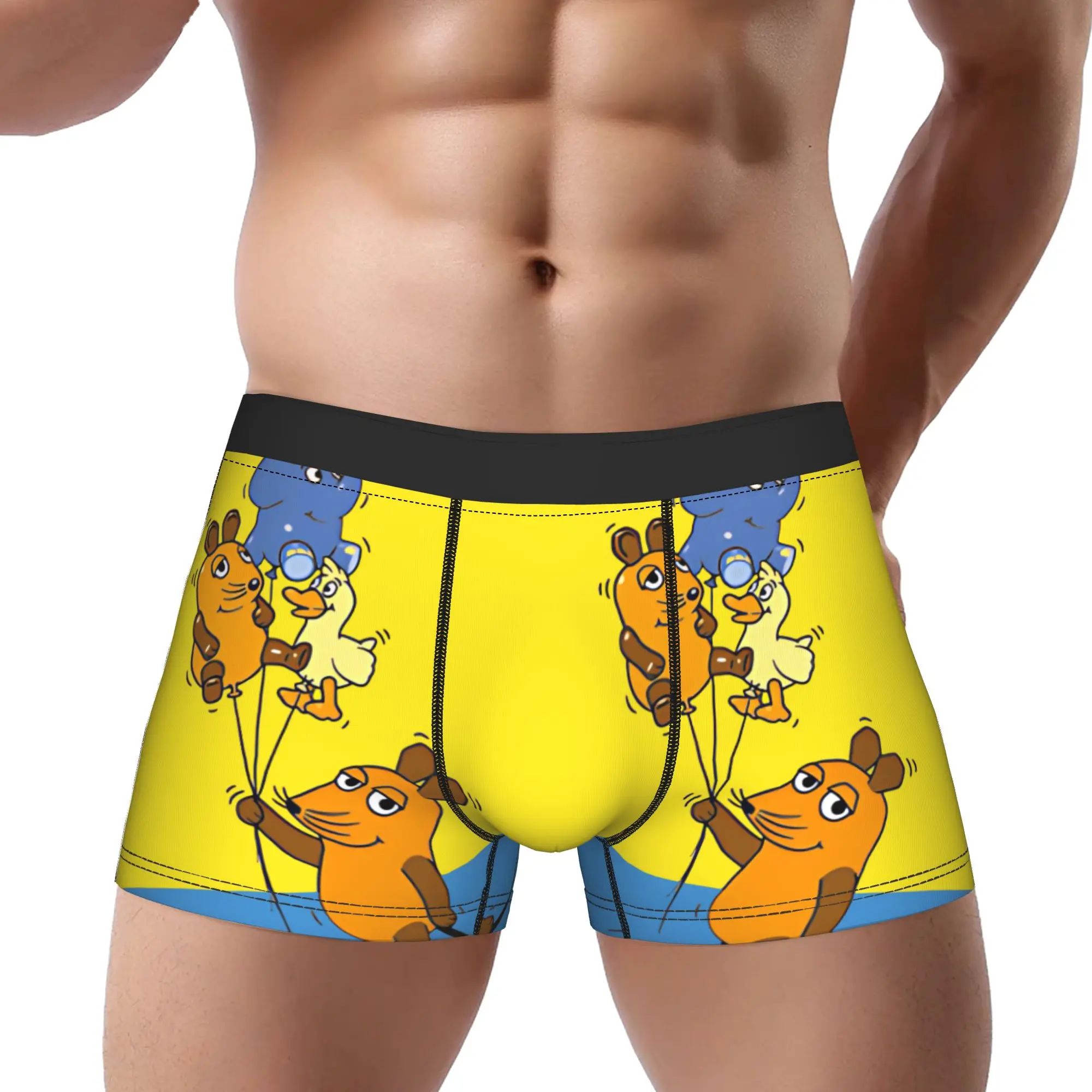 

1 шт. Трусы-боксеры D-Die Maus с изображением мыши с оранжевыми пятнами, мужское нижнее белье, удобные шорты-боксеры