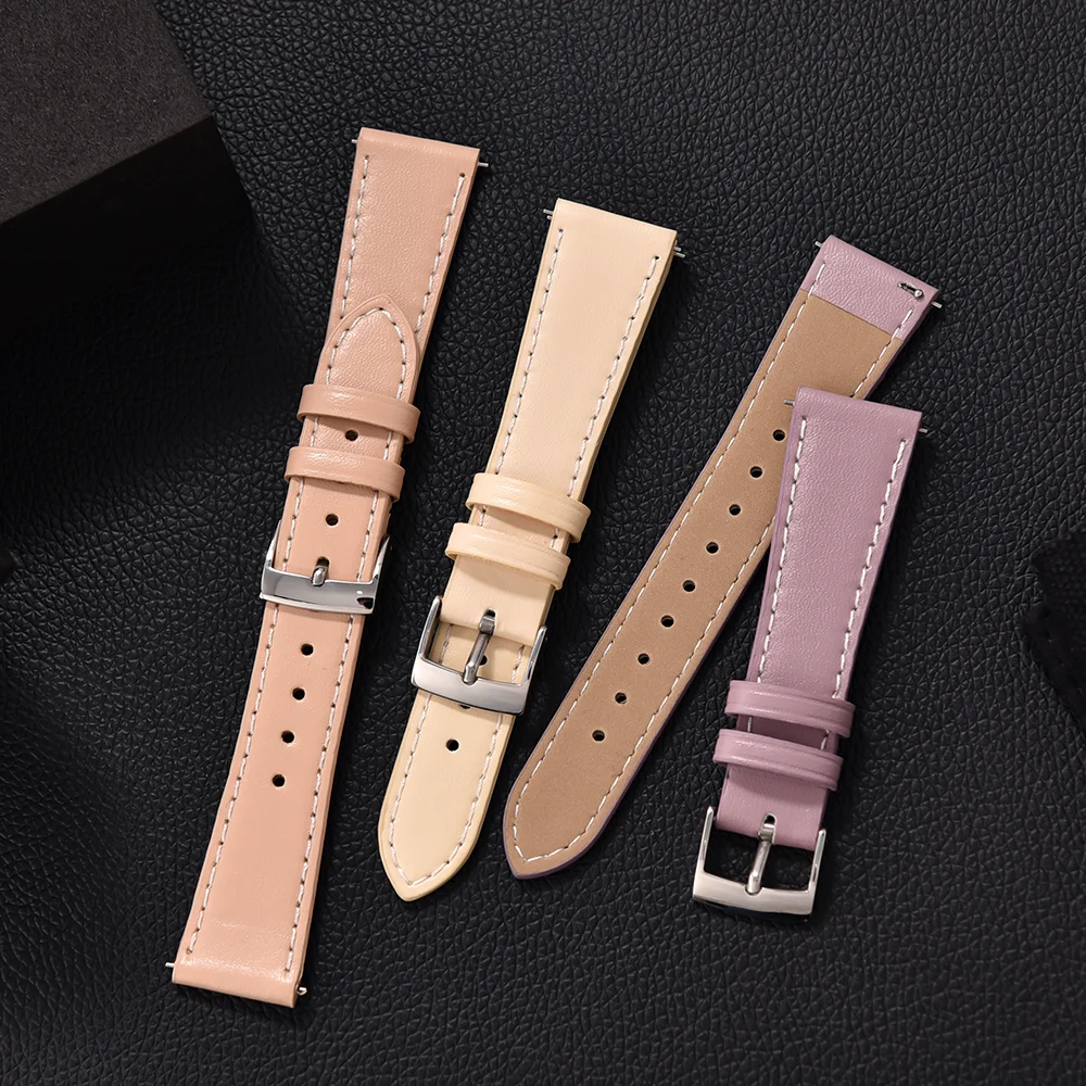 20mm 22mm Ultra Thin Leather Watch Strap Quick Release Leather Band Universal Bracelet For Omega Seiko Cartier Tissot Belt Strap