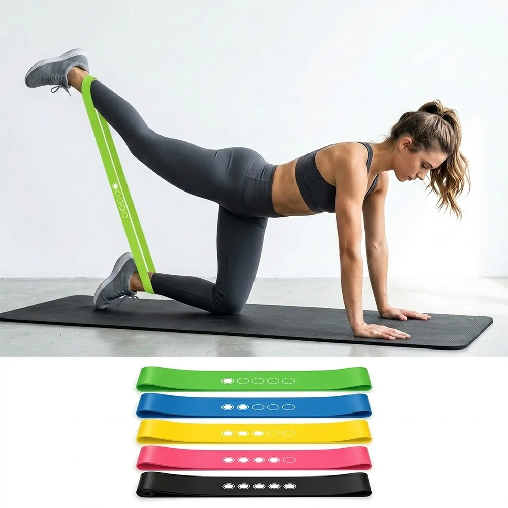 Yoga Resistance Bands 5 Colors Resistance Loop Stretching Pilates Fitness Equipment Gym Home Sport Training Workout (5lb- 25lb)