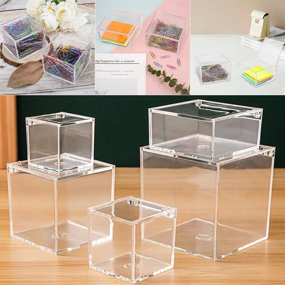 New Flip Cover Transparent Plastic Box Square Acrylic Handmade Jewelry Cosmetics Storage Display Anime Model Dust Cover